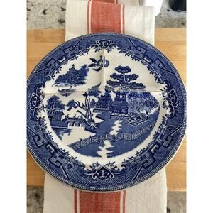 Ideal Blue Willow Style Divided Grill Plate USA 9.5" Vintage Relish Serving Dish